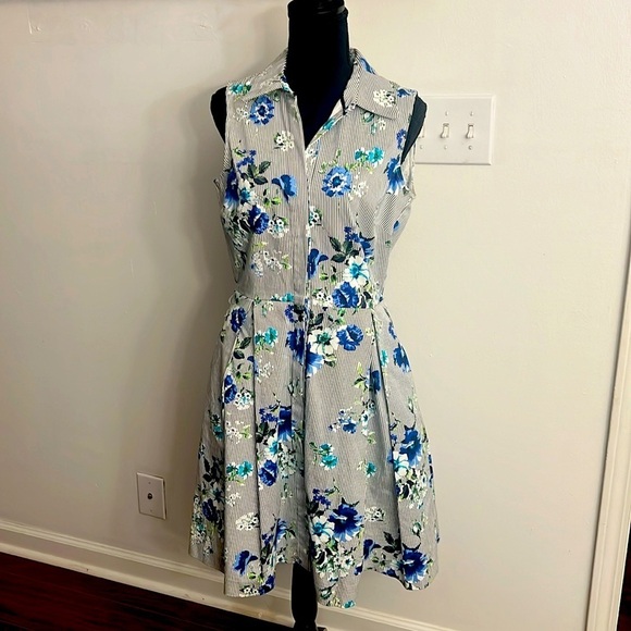NWT Sandra Darren Floral Cotton Midi, Size 10. - Picture 1 of 9